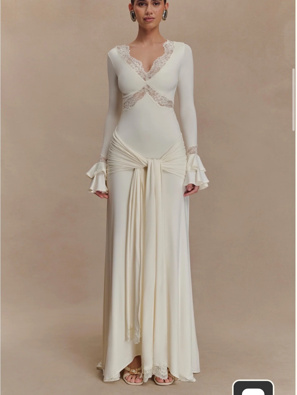 Meshki Electra Slinky Lace Maxi Dress - Ivory - Picture 2 of 4